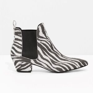 & Other Stories Black and White Zebra Ankle Boots
